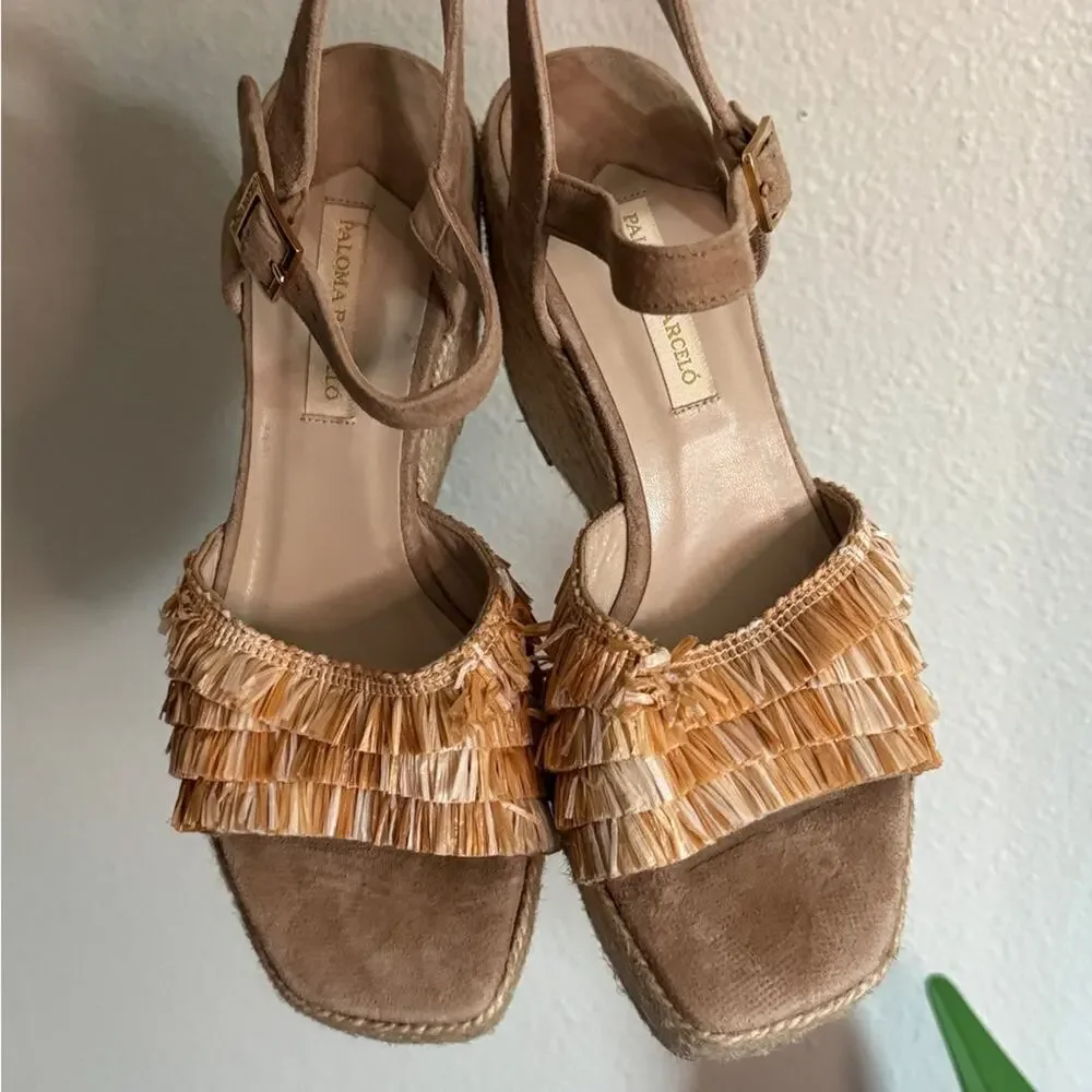 Paloma Barcelo Raffia Espadrille Wedges 39